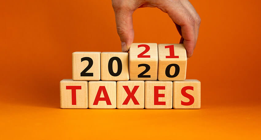 2021 and taxes written with blocks