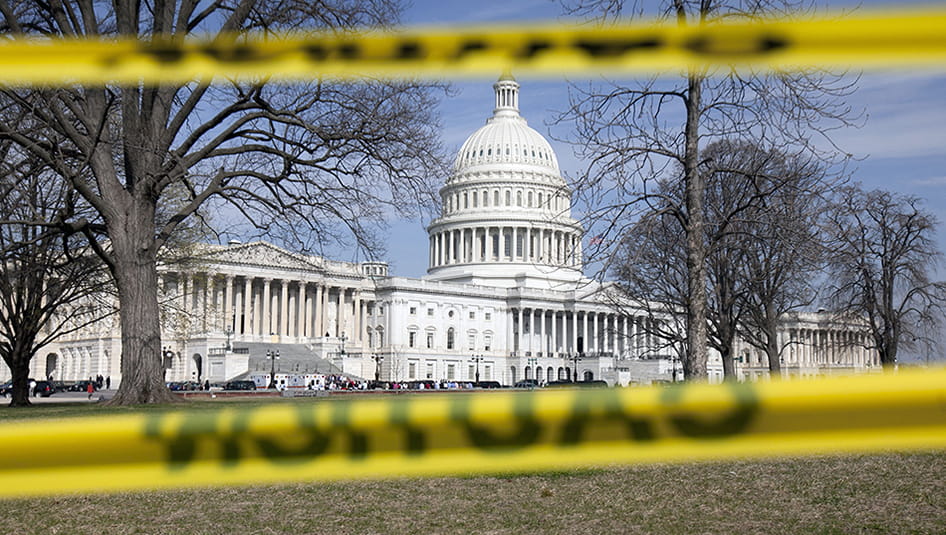 U.S. Capitol with caution tape