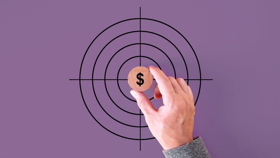 Image of placing money on a target