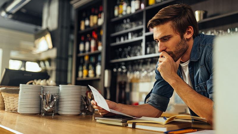 Business owner contemplating the financial future